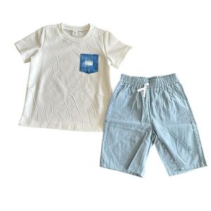 SHEIN White and Blue Kids Matching Set